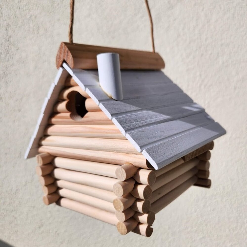 Handmade Lincoln Logs Birdhouse Bird House Garden Decor Insect Hotel  New